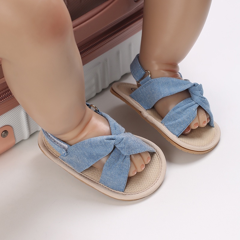 Giày sandal VALEN SINA đế mềm chống trượt đính nơ thời trang bé