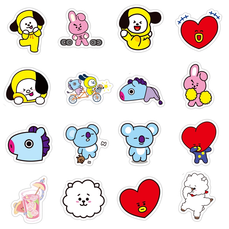 Bộ 110 nhãn dán không thấm nước BTS BT21 dễ thương