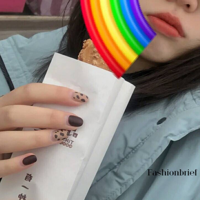 [Hàng mới về] Bộ 24 Móng Tay Giả Họa Tiết Da Báo Cho Cô Dâu