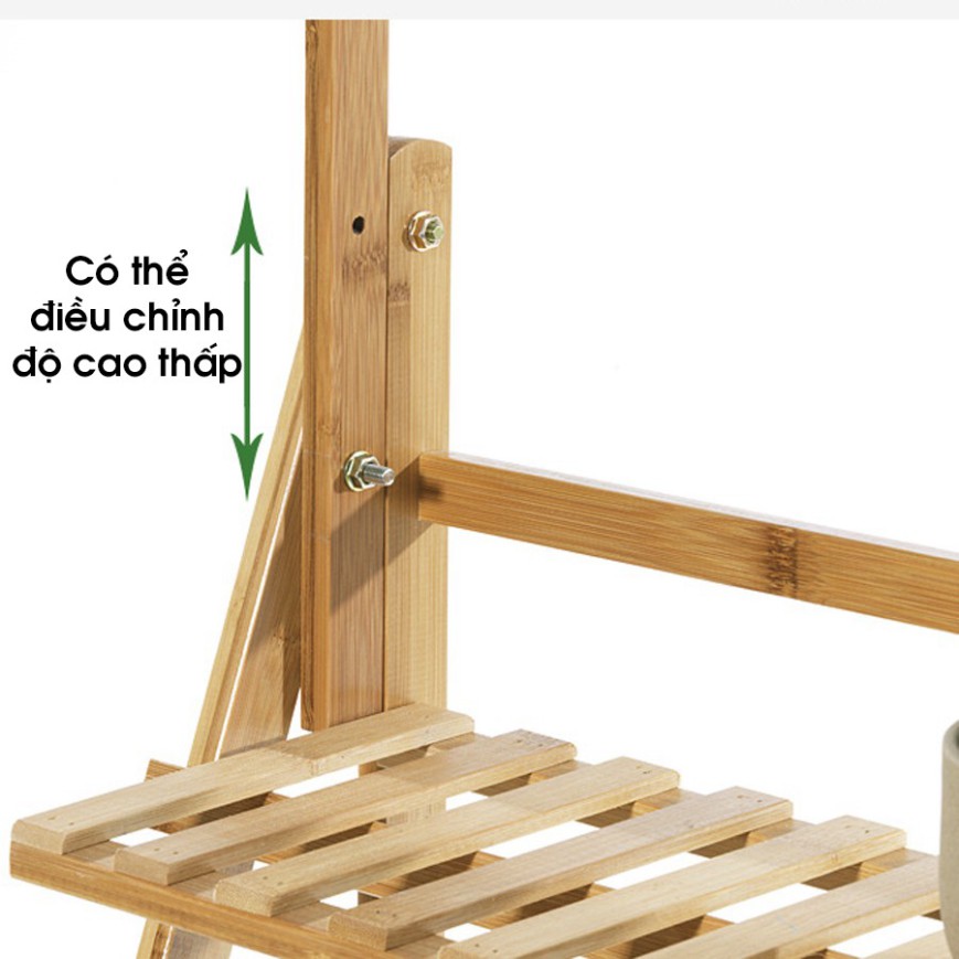 Giá kệ để chậu hoa, cây cảnh 100 ĐỐT bằng gỗ tre - Giá kệ để đồ đa năng sang trọng, hiện đại, sơn phủ bóng chống nước