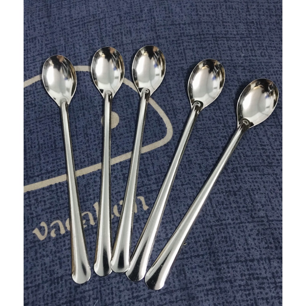 Set 10 Muỗng cà phê inox không gỉ - Muỗng đá chanh,ăn kem, ăn chè,. cán dài siêu bền dễ vệ sinh