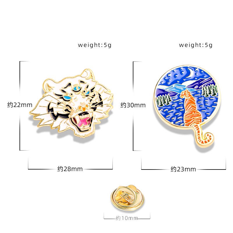 Ghim Cài Áo Hình Đầu Hổ Ba Mắt Sáng Tạo Thời Trang
