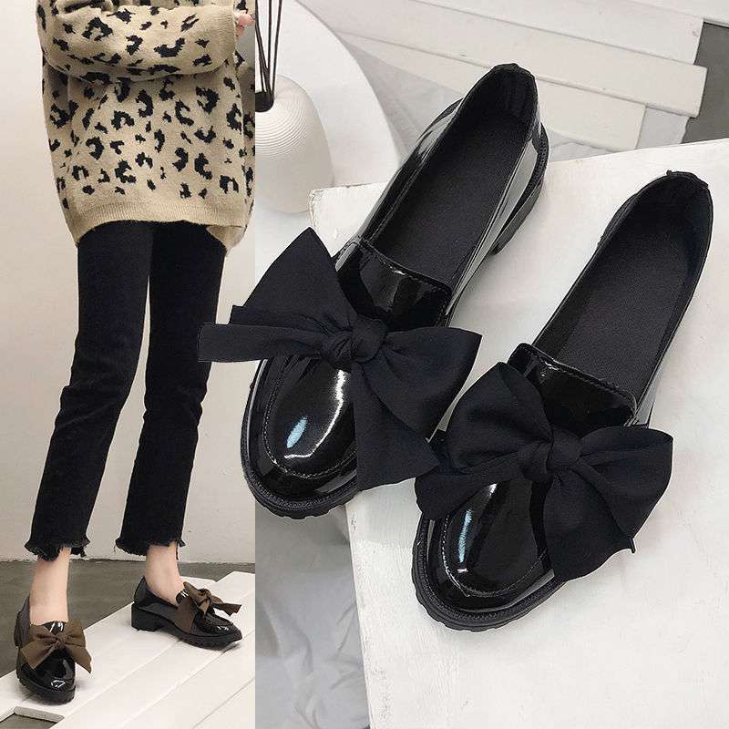 Giầy Búp Bê Linh Store Giày Đốc Nữ Trơn Bóng Gắn Nơ Phong Cách Hàn Quốc - LS1