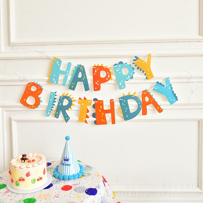 Dây Chữ Sinh Nhật HAPPY BIRTHDAY Kèm Sticker Thú Đáng Yêu