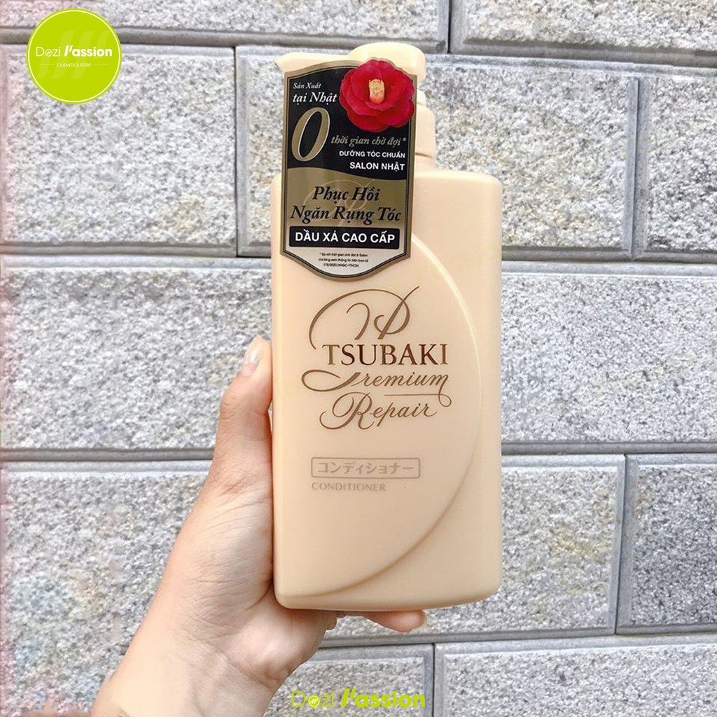 Dầu xả Tsubaki Phục Hồi, Ngăn Rụng Tóc Màu Vàng - Tsubaki Premium Repair (490ml/chai)