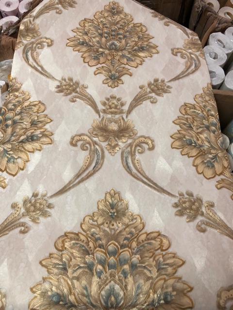 Thanh lý dọn kho giấy dán tường khổ 53cm*10 mét dán keo sữa hoa văn in lụa nổi vân sang trọng | BigBuy360 - bigbuy360.vn