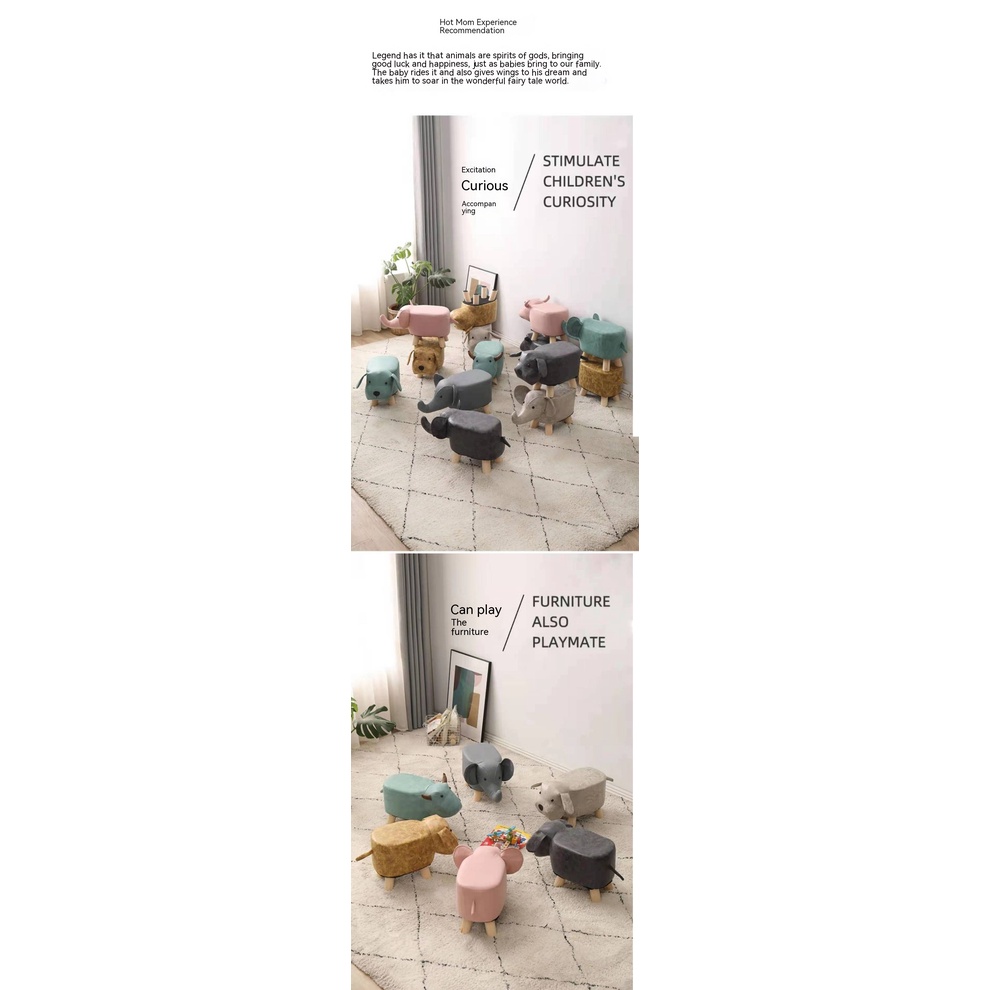 Ghế Đẩu Nhỏ Bằng Gỗ Trơn Hình Động Vật Hoạt Hình Cho Trẻ Em