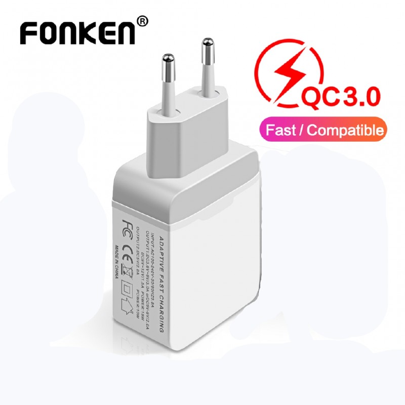 Củ Sạc Fonken Hai Cổng USB 3.0 28W Cắm Tường Có Thể Mang Đi Du Lịch Tiện Dụng