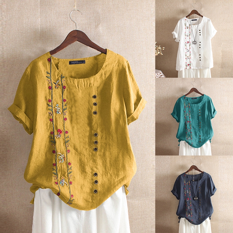 ZANZEA Áo ngắn tay ngắn tay size lớn thời trang mùa hè cho nữ | BigBuy360 - bigbuy360.vn