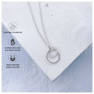 Dây Chuyền Bạc Blue Peach Circle Lồng 2 WG DC202