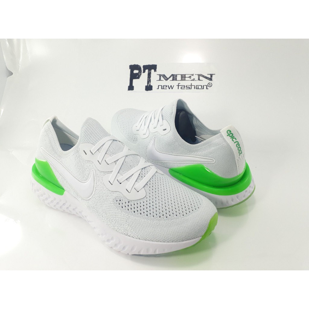 SALE XẢ KHO THANH LÝ - RẺ Giày Sneaker Epic React Flyknit 2 "White/Lime Blast" 2020 WT '