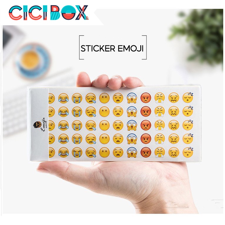 Combo 12 tấm Sticker Emoji dễ thương dán vở, đồ vật dụng, dán nhãn 1 tờ 55 icon CICIBOX