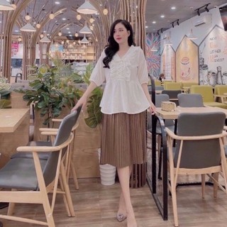 Chân váy bầu xếp ly dài fom đẹpHT8810