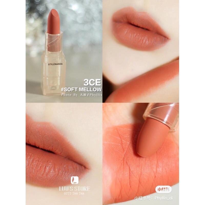 Son Lì 3CE Layer Soft Matte Lipstick- Orange Breeze-Soft Mellow-Chill Move-Warmish Move-Way Back-Hazy rose