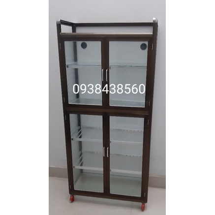 tủ nhôm kính đựng chén bát thanh lý