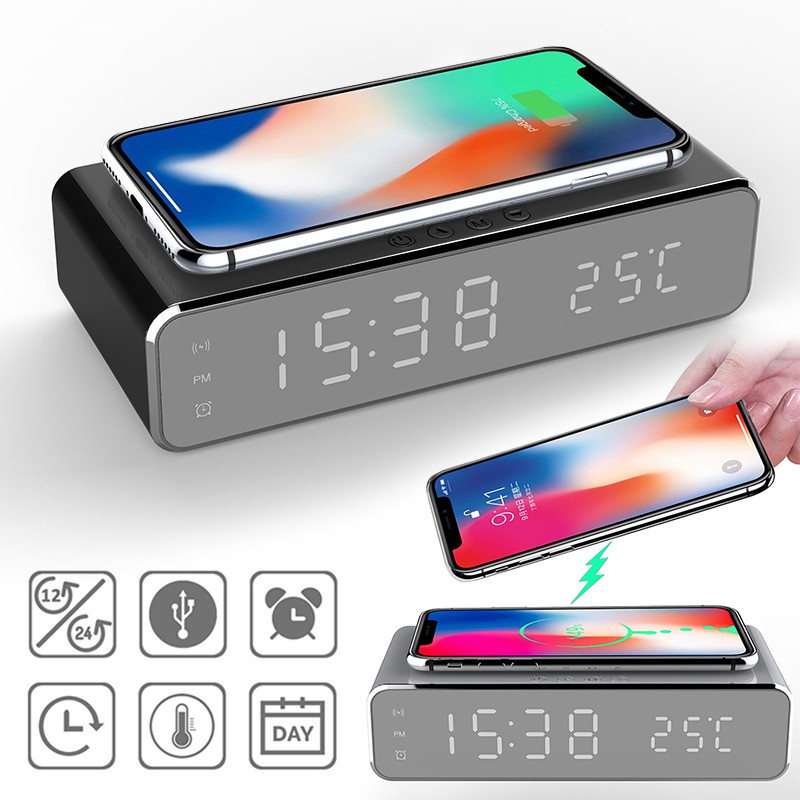 Đế Sạc Nhanh Không Dây Có Đèn Led Cho Iphone X / Xs Max Xr 8 Plus Samsung S8 S9 Note 9