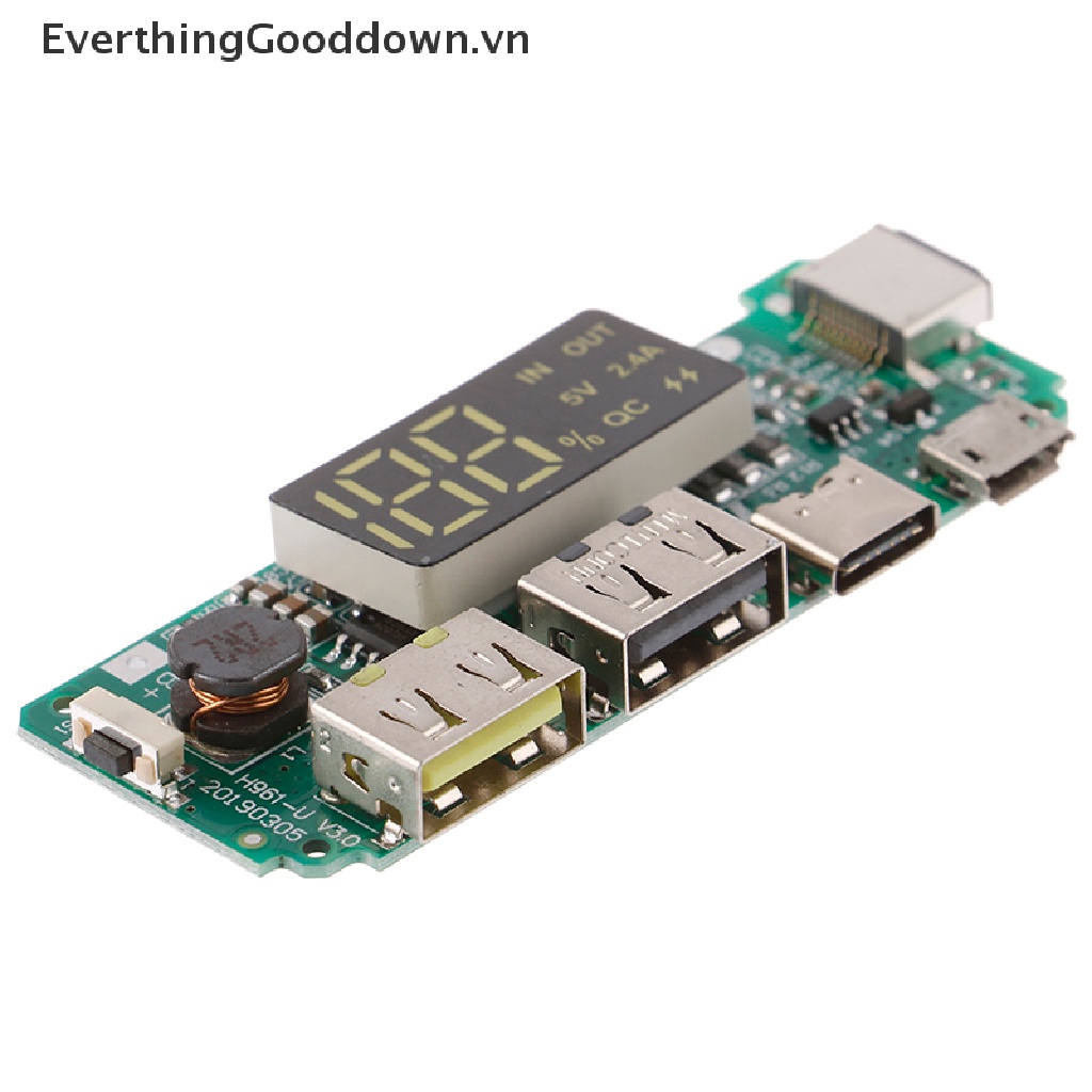 Bảng Sạc Dự Phòng USB Kép 5V 2.4A Type-C / Micro / Lightning 18650 Có Đèn LED