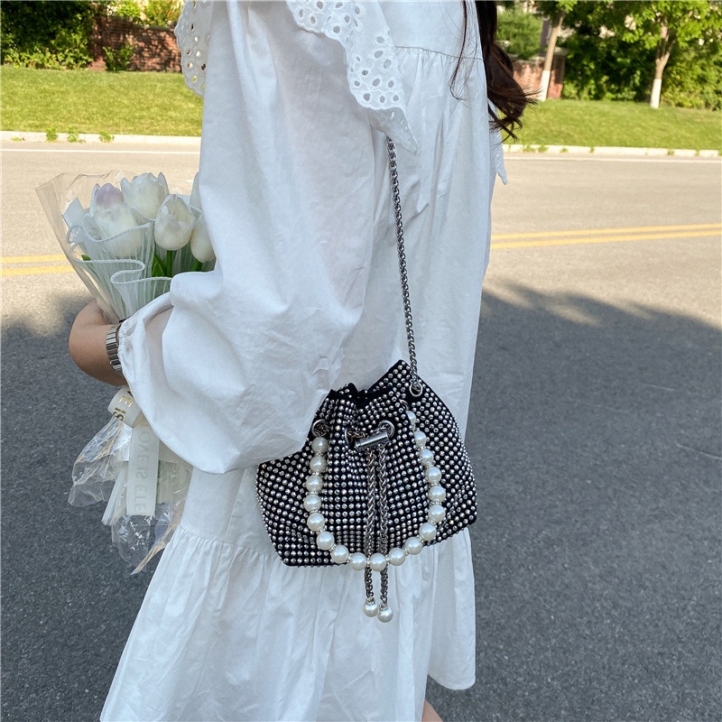 Túi Đeo JASMIN NOIR Chéo Đính Ngọc Trai Kim Cương Dành Cho Nữ