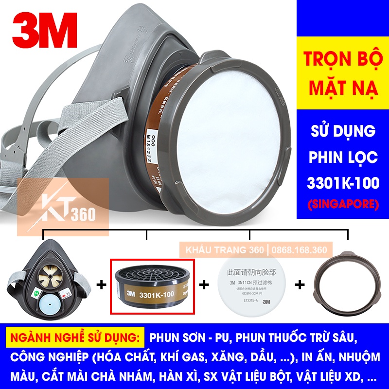 Mặt Nạ Phòng Độc Sơn, PU, Thuốc Trừ Sâu, Hóa Chất. Khẩu Trang Chống Độc Bụi 3M 3200.