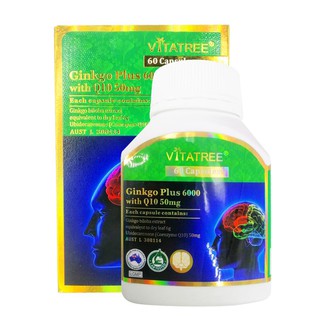 Viên Uống Bổ Não VITATREE Ginkgo Plus 6000 With Q10 50Mg - 60 Viên