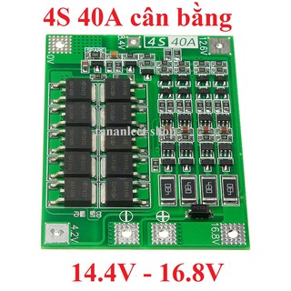 Mạch bảo vệ pin Li-ion 4S 14.4V - 40A, có cân bằng cell.