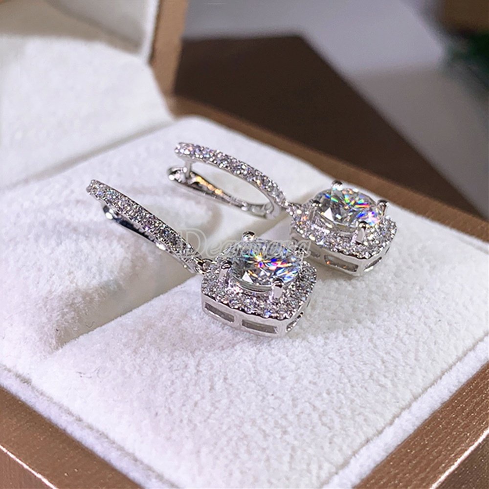 Bộ Khuyên Tai Đính Đá Zircon Sang Trọng Cho Cô Dâu