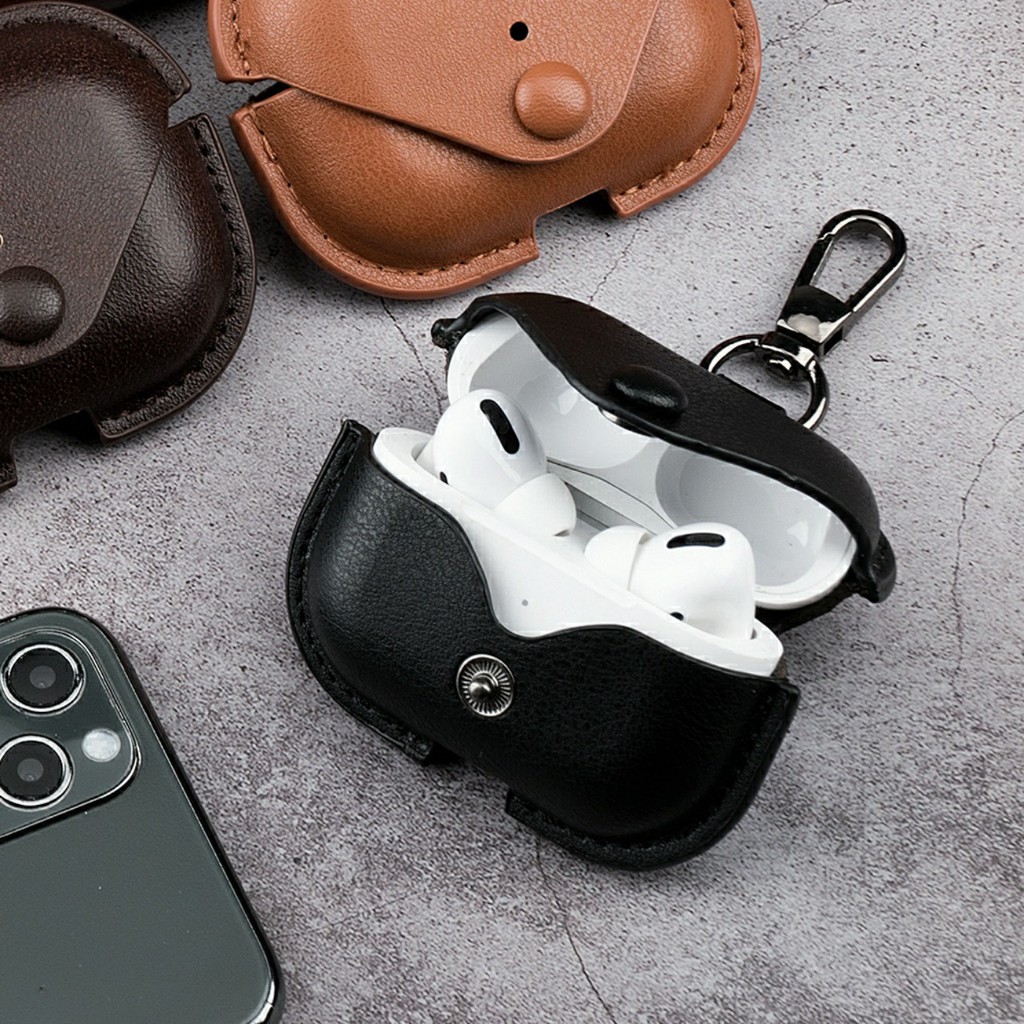 Vỏ bọc Case da mềm PU cho tai nghe Airpod 1, 2, 3 Pro, i11, i12, .. da siêu đẹp bảo vệ siêu tốt