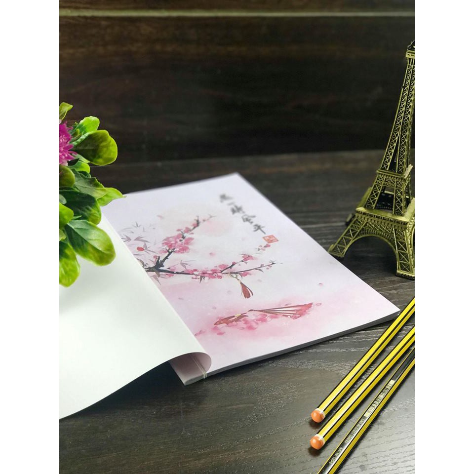 Vở xỏ dây bìa cổ trang in hoa