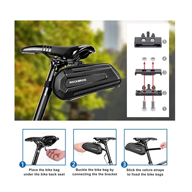 ROCKBROS1.7L Bicycle Bag Waterproof Rear Large Capatity Quick Release Seatpost Shockproof Double Zipper Rear Bag