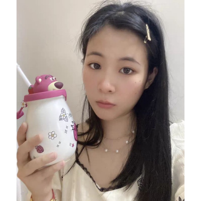 Bình nước cao cấp Gấu dâu dễ thương
