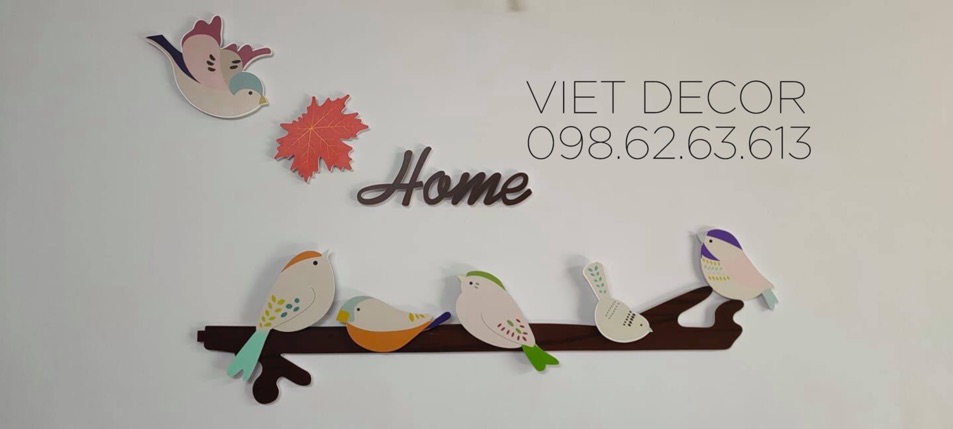 TRANH DECOR Dán tường Trang trí Nhà cửa – Bộ tranh Dán tường Đàn Chim Cúc Cu -  Fomex Dày dặn, Có sẵn băng keo đi kèm