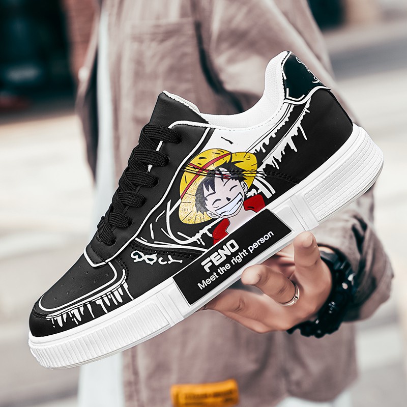 Giày Thể Thao Nam Thoáng Khí In Hình Anime ONE PIECE D.Luffy Young