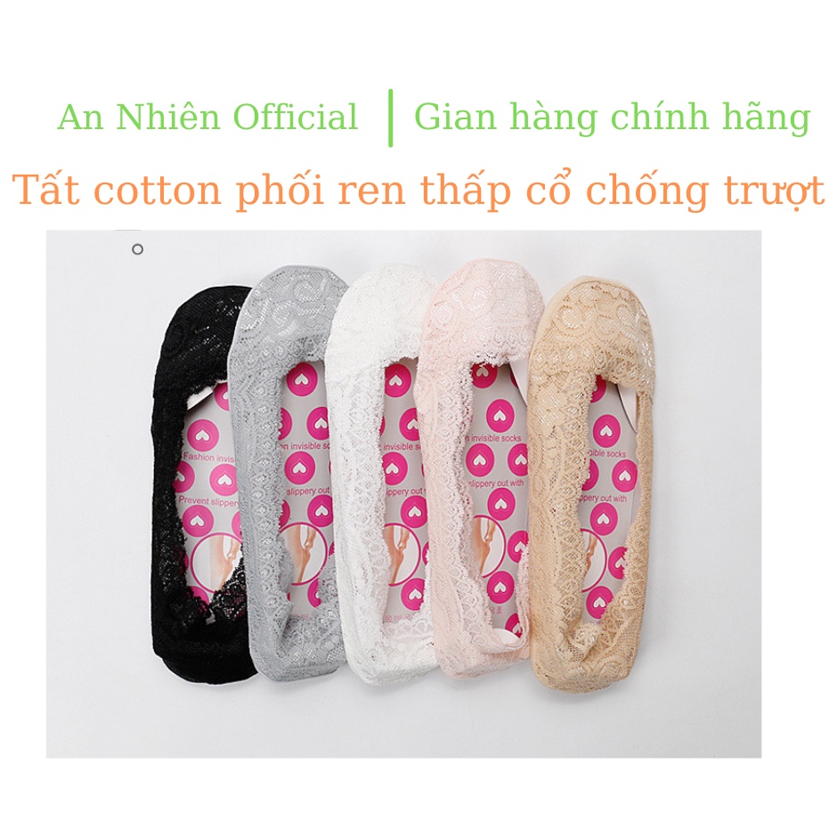 Tất Ren Cotton Cổ Ngắn Chống Trượt Hàng Thiết Kế Cao Cấp Siêu Đẹp Cho Nàng Cá Tính