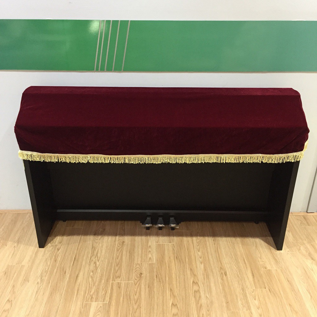 KHĂN PHỦ CHO ĐÀN PIANO ĐIỆN NHUNG ĐỎ VÀ HỌA TIẾT HOA