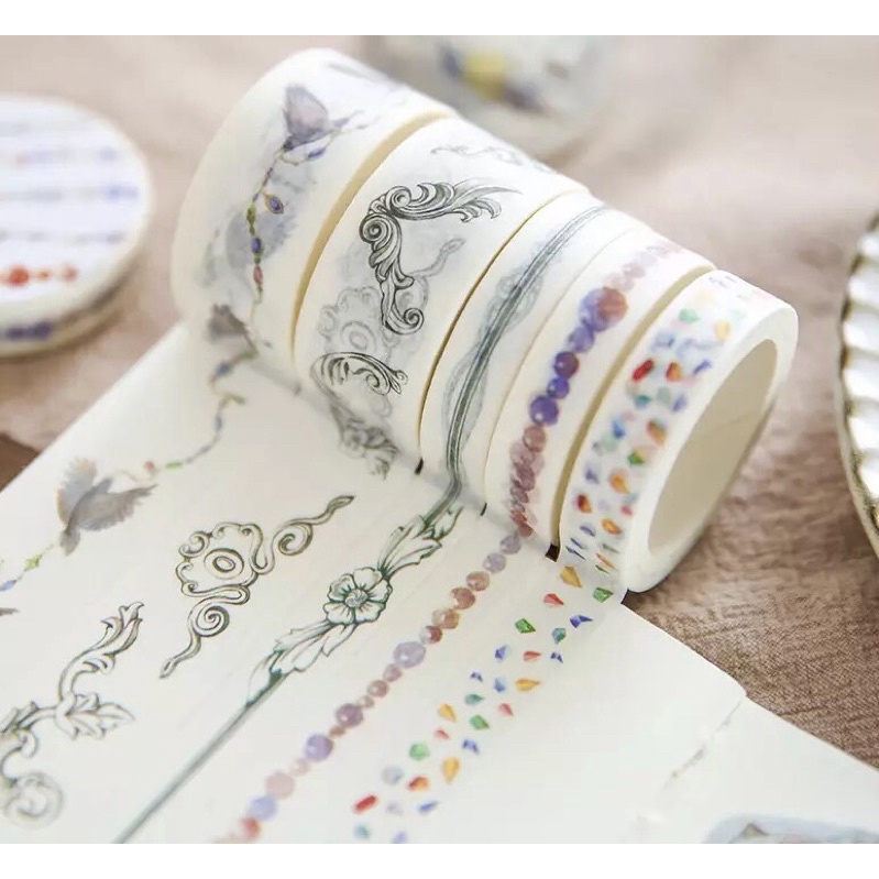 (Chiết theo chu kỳ) Băng dính washi tape hoạ tiết đặc biệt phong cách châu Âu