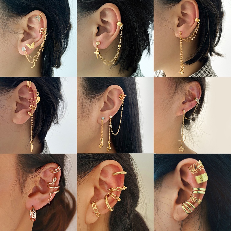 Bông tai hình chữ thập/ bướm bằng kim loại đính ngọc trai phong cách cổ điển thời trang cho nữ