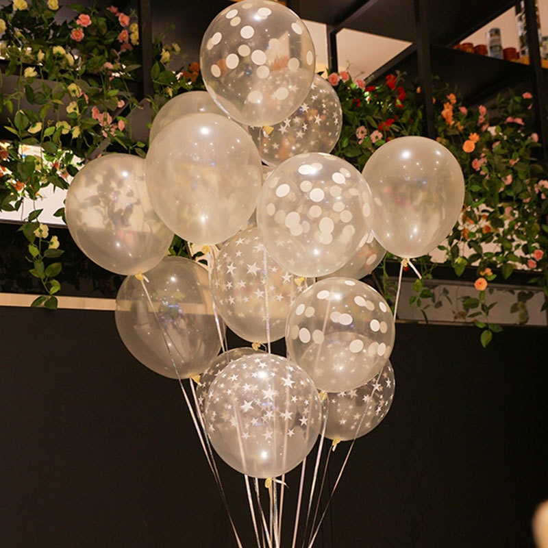 Bóng Trong Suốt Chấm Bi Trắng Tròn Trang Trí Sinh Nhật - K97