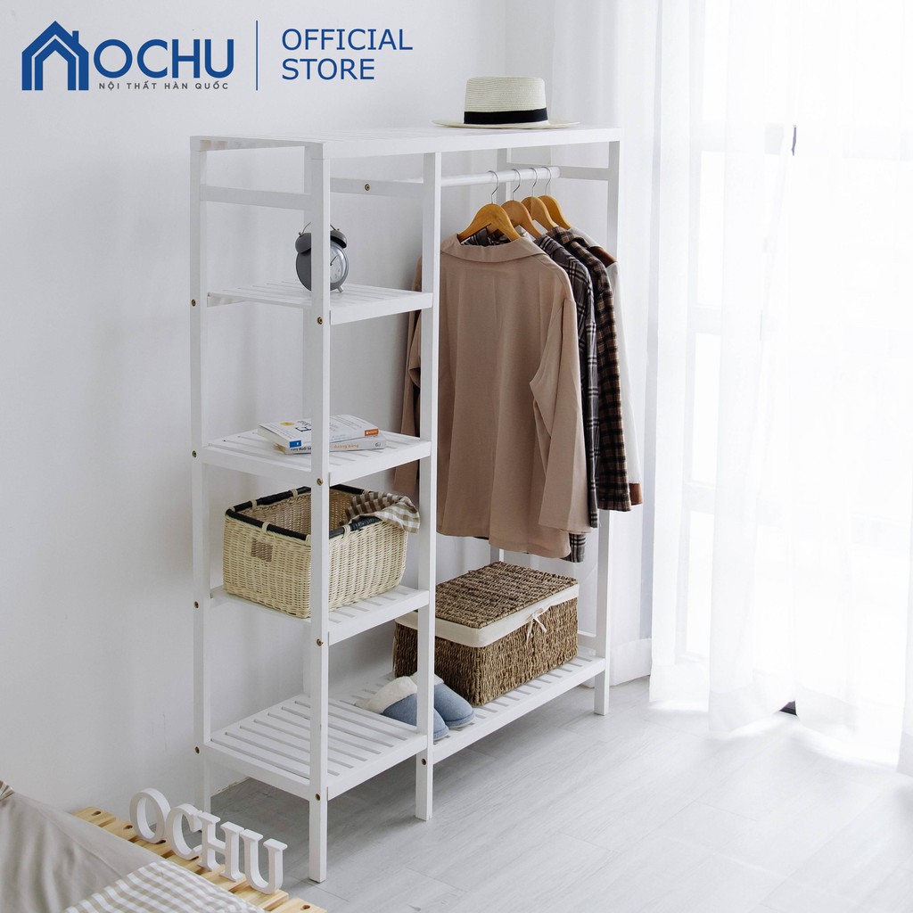 Kệ Treo Quần Áo OCHU Khung Gỗ Thông 2 Ngăn - Double Hanger - White | BigBuy360 - bigbuy360.vn