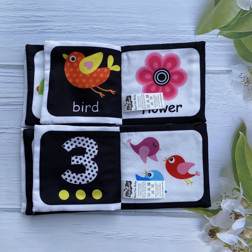 Bộ 4 Sách vải Lakarose giúp bé chơi tự lập, phát triển thị giác dành cho bé từ 0-1 tuổi