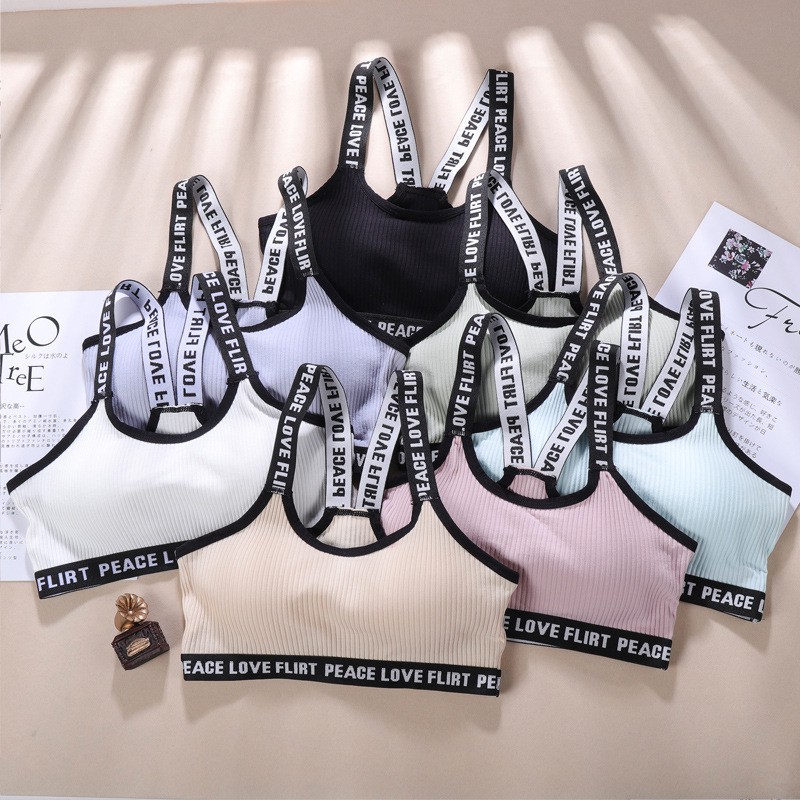 Cute Byte Sexy Bra Bralette Letter Fashion Wrapped Chest Shoulder Straps PĐồ Lót