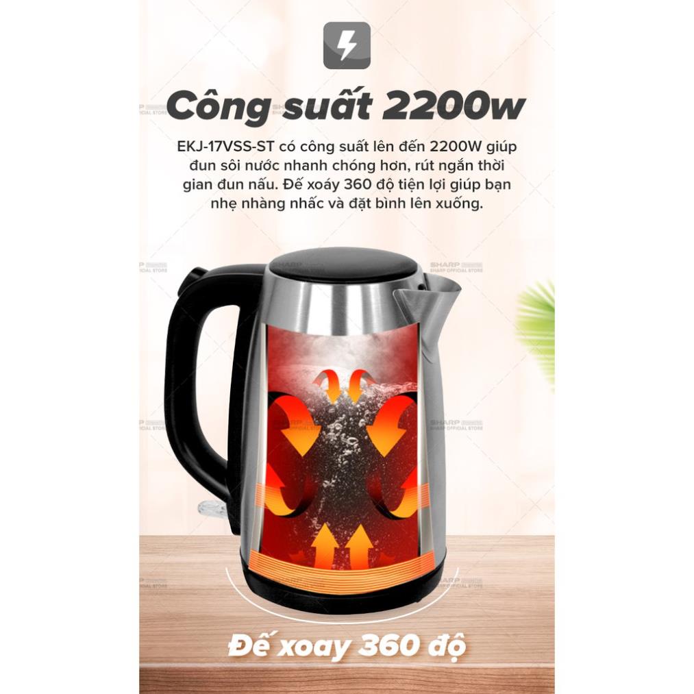 Bình Đun Siêu Tốc Sharp EKJ-17VSS-ST Chính Hãng