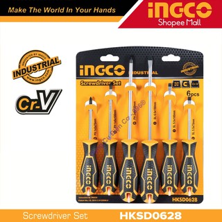 Bộ 6 tua vít bake và dẹp có nam châm ingco hksd0628 chất liệu cr-v