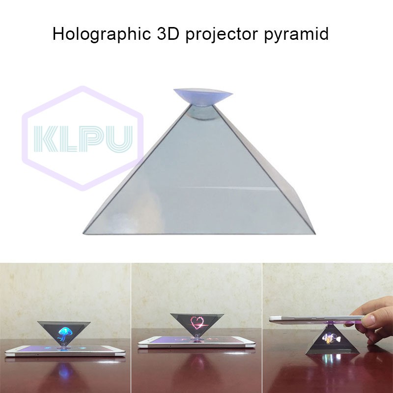 3D Hologram Pyramid Display Projector Video Stand Portable For Smart Mobile Phone
