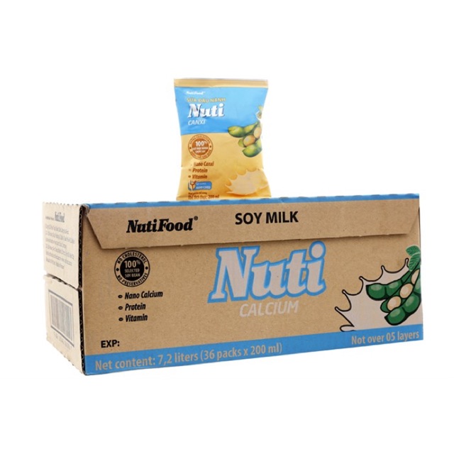 Sữa đậu nành Nuti loại bịch 200ml 36 bịch thùng