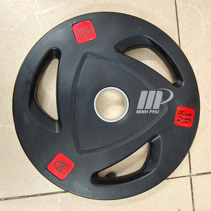 Tạ đĩa bọc cao su Goldnova 10kg ✅ Tạ bánh lỗ phi 50 chuyên dùng cho phòng tập