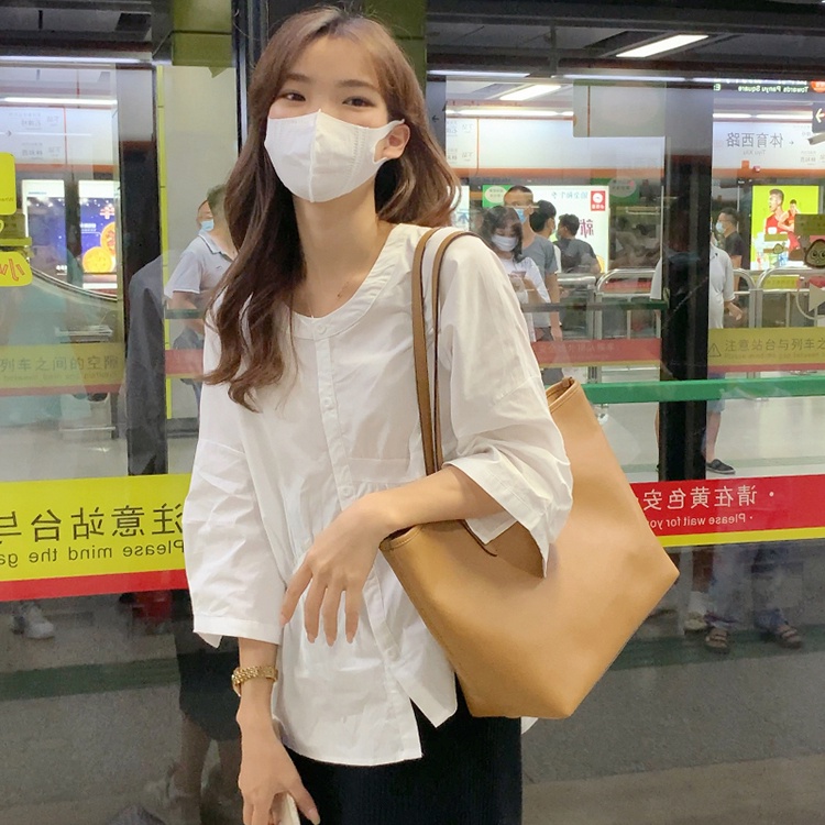 Áo Sơ Mi Trắng Dáng Rộng Thiết Kế Độc Đáo Thời Trang Mùa Hè Cá Tính Cho Nữ