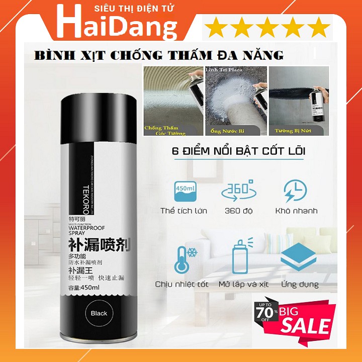 BÌNH XỊT CHỐNG THẤM, TEKORO NHẬT BẢN 450ML SƠN XỊT CHỐNG THẤM CHỐNG DỘT TƯỜNG - TRẦN - MÁI NHÀ