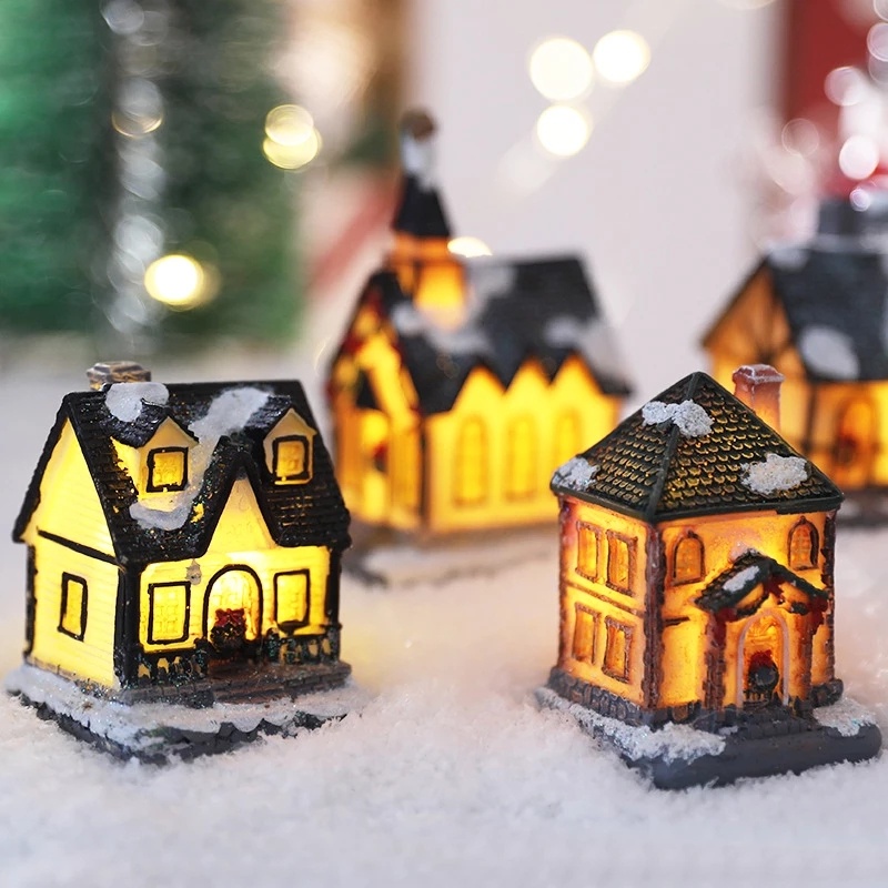 Ngôi Nhà Nhỏ Tinh Tế Có Đèn LED Phát Sáng Trang Trí Giáng Sinh