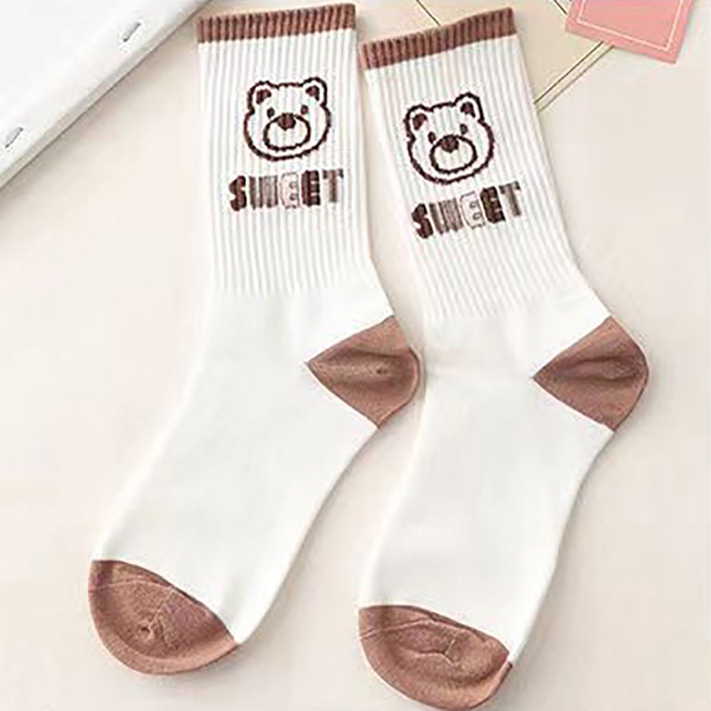 Vớ Kaki Cổ Trung Màu Nâu Dễ Phối Đồ Phong Cách Nhật Bản Dễ Thương Thời Trang Xuân Thu Cho Nữ