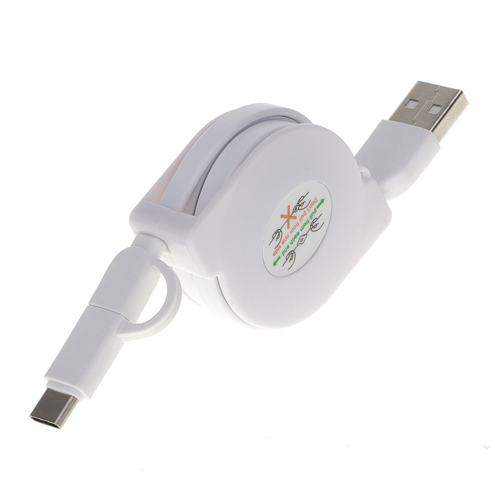 Dây Cáp Sạc Truyền Dữ Liệu 2 Trong 1 Micro Usb Có Thể Thu Gọn Màu Đen / Đỏ / Xanh Dương Cho Điện Thoại Android